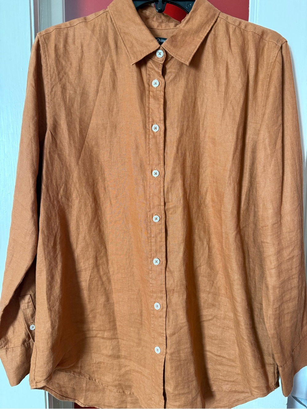 Quince Women’s Linen Button-Down Shirt in Rust
